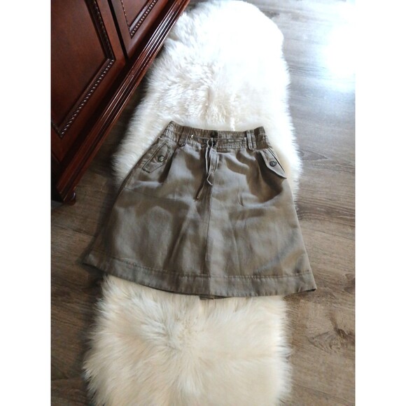 Weekend MaxMara Women's Size 4 Flax Linen Blend Over-the-Knee Olive Green Skirt - Picture 8 of 11